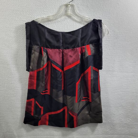 Zara Women 100% Silk Black, Gray & Red Top Size S 12223-0540 - Picture 6 of 6